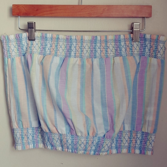 Derek Heart Tube Top Pastel Rainbow Stripe Size Large - Picture 2 of 6